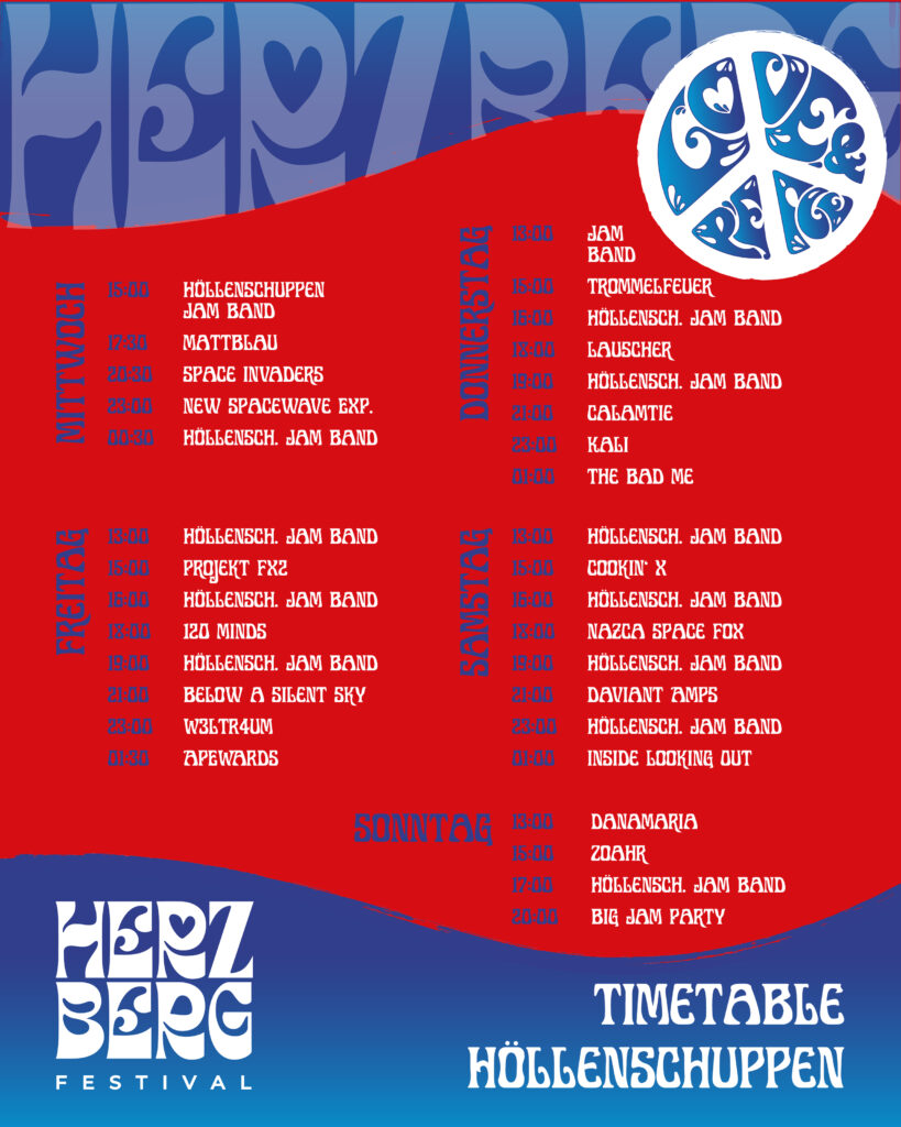 Timetable Höllenschuppen Herzberg Festival 2025